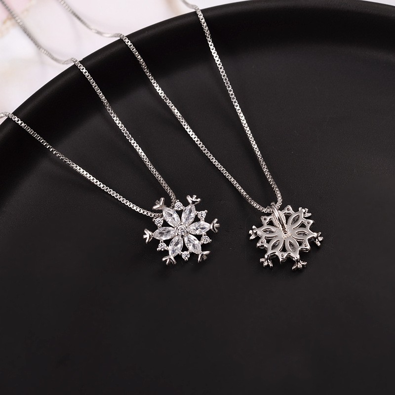 Dây chuyền bạc 925 mặt hình hoa tuyết đính đá thời trang phong cách Hàn Quốc ANTA Jewelry - ATJ3084