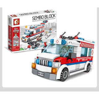 (CÓ SẴN) lắp ráp lego sembo 601303 xe cứu thương kiểu mới