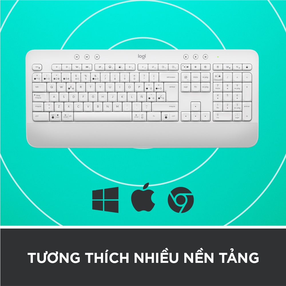 Bàn Phím Không Dây Logitech Signature K650 - Nhỏ gọn, gác tay tích hợp, tương thích Mac , Bluetooth & USB Bolt