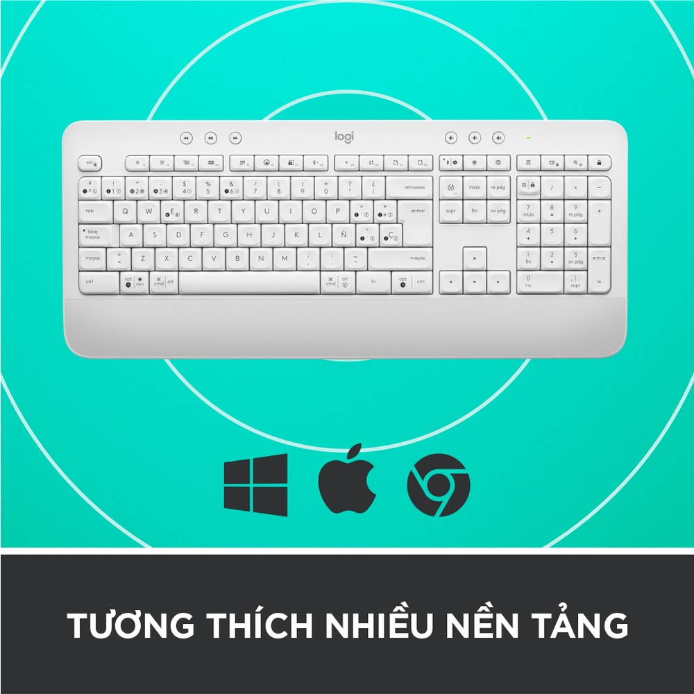 Bàn Phím Không Dây Logitech Signature K650 - Nhỏ gọn, gác tay tích hợp, tương thích Mac , Bluetooth & USB Bolt | BigBuy360 - bigbuy360.vn