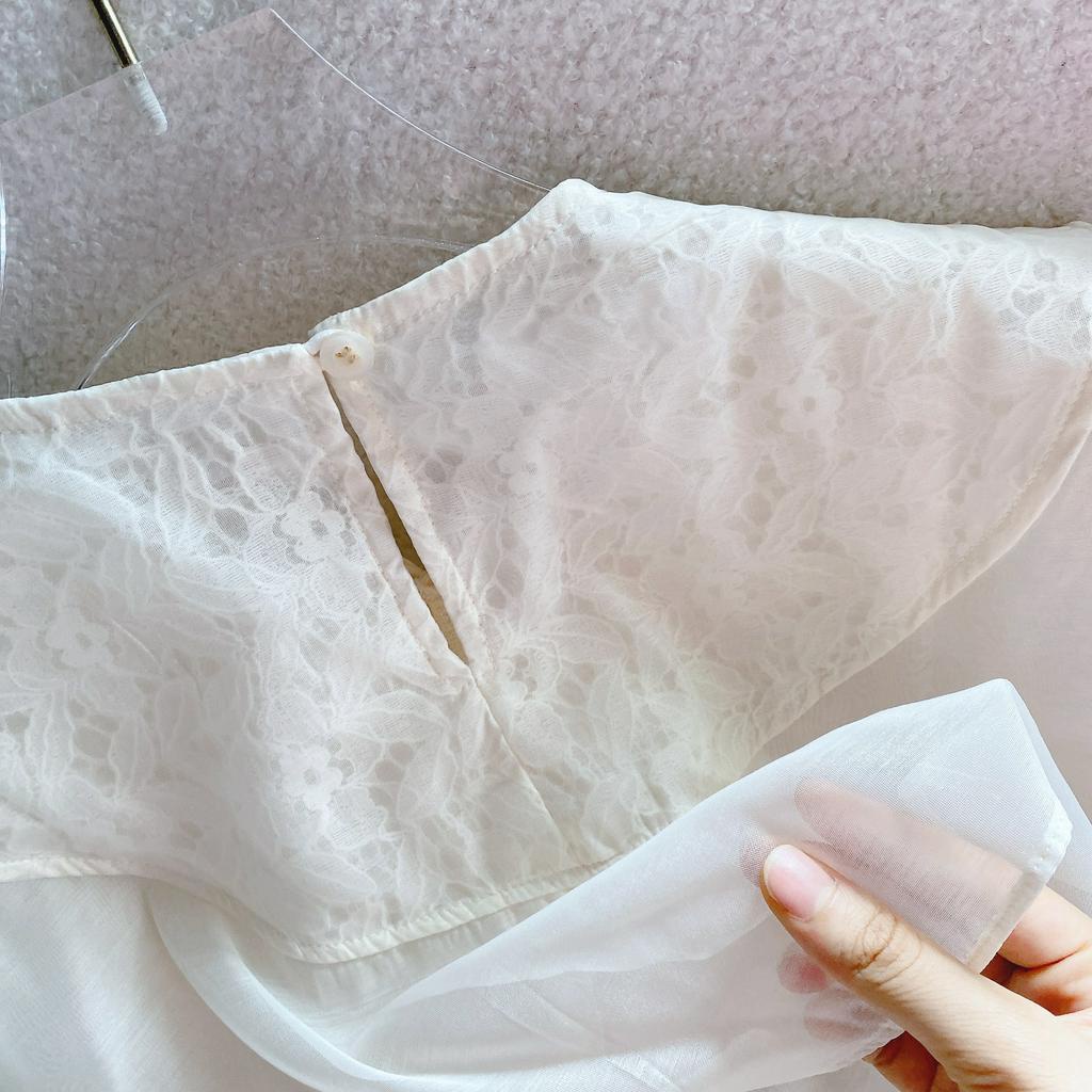 SET VOAN NUDE TAY PHỒNG + SHORT REN HOA 🎶