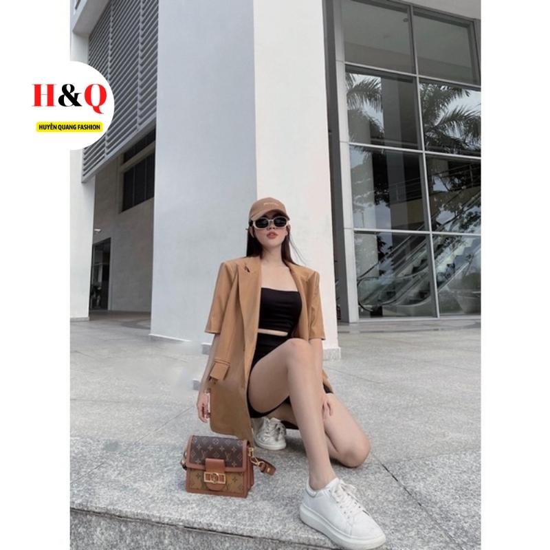 Set Áo Tay Ngắn Blazer Kèm Áo 2 Dây Kiểu Dáng Cá Tính_Huyền Quang