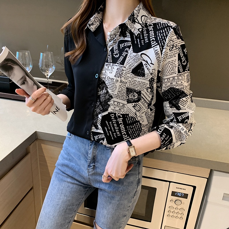 Áo Sơmi DàI Tay In Hoa BằNg VảI Chiffon Cho Nữ
