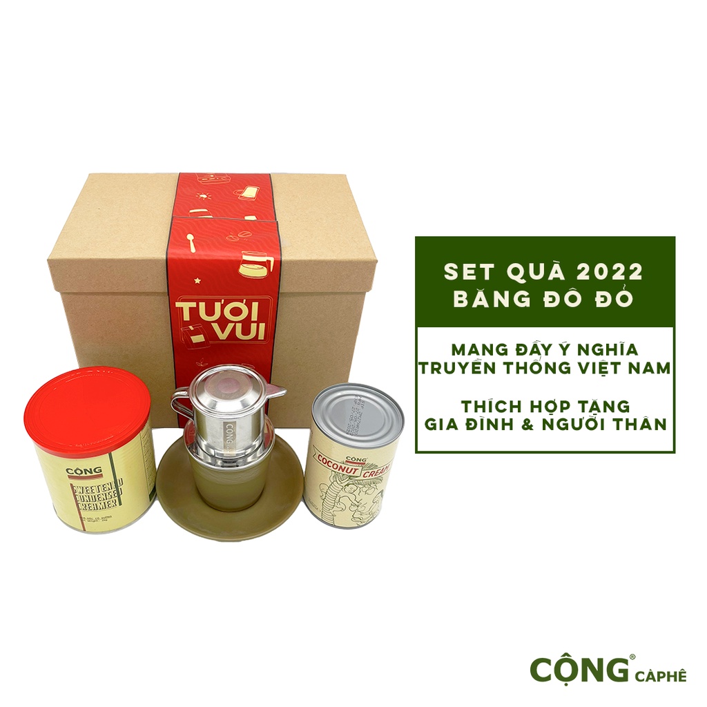 Set quà tặng 2022 - Cà Phê (Có hộp và băng đô đỏ) từ Cộng Cà Phê