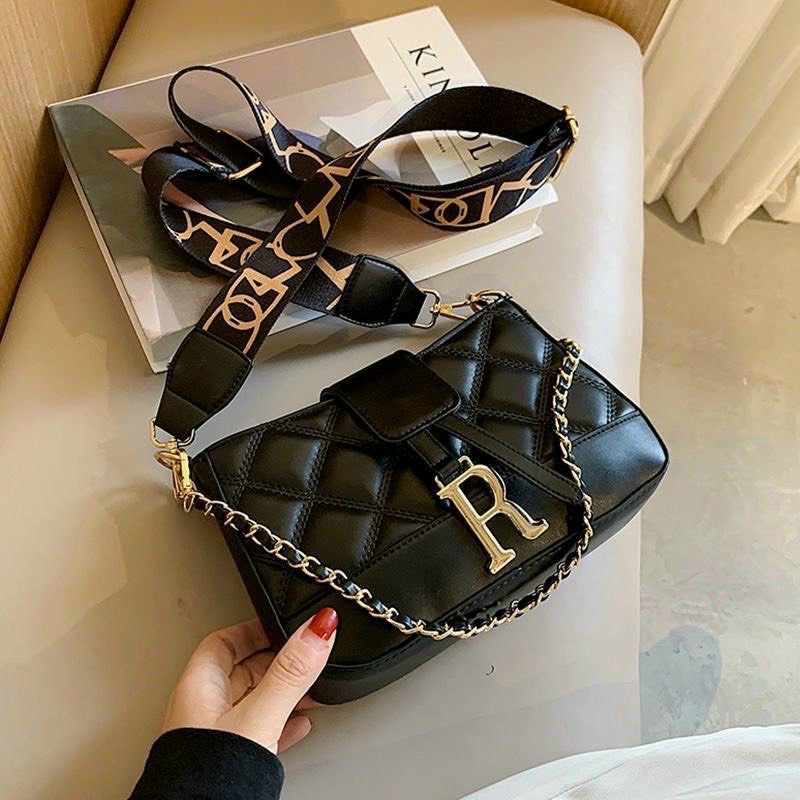 ❣️ FREESHIP ❣️ Túi Xách Nữ, Túi Kẹp Nách Chữ R Kèm Dây Đeo Bản To, Hoạ Tiết Trần Ô Cao Cấp