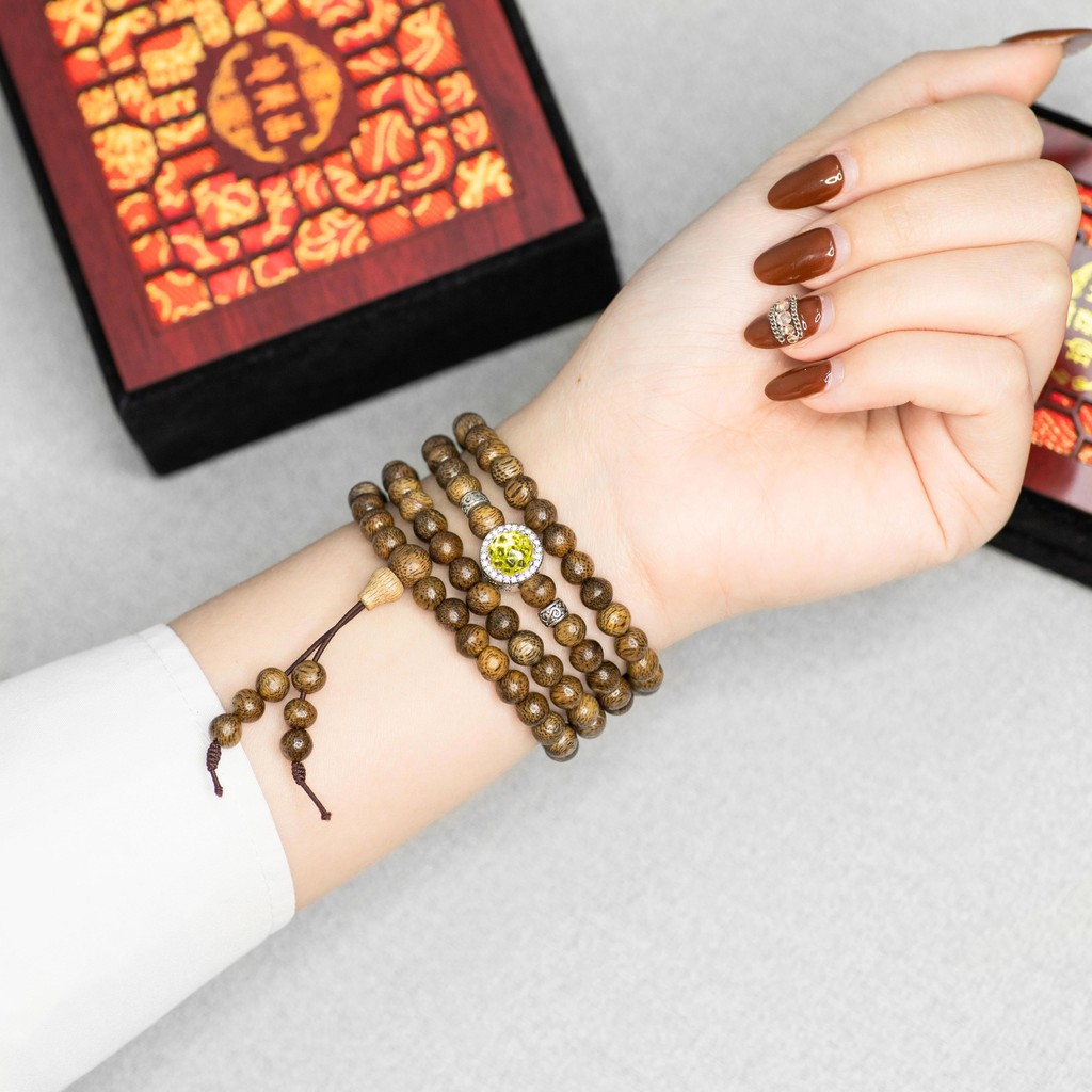 Vòng Trầm 108 hạt mix Chamr đá Ngũ Sắc hợp từng mệnh - Size 6mm cho nữ | BigBuy360 - bigbuy360.vn