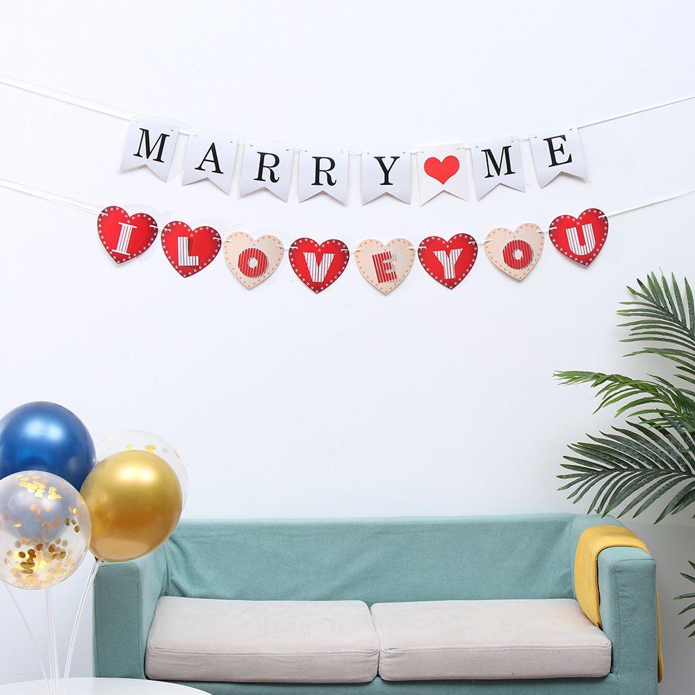 .Cờ Trang Trí Ngày Valentine / Đám Cưới DIY Hình Chữ I Love You Mới