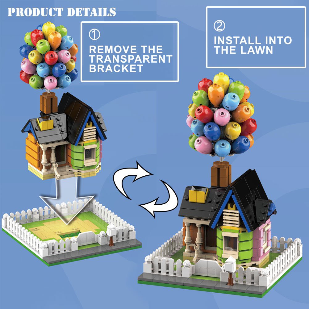 Đồ chơi Lắp ráp Floating Balloon House 7025 Nhà bay khinh khí cầu MOC tự cân bằng lực căng chống trọng lực