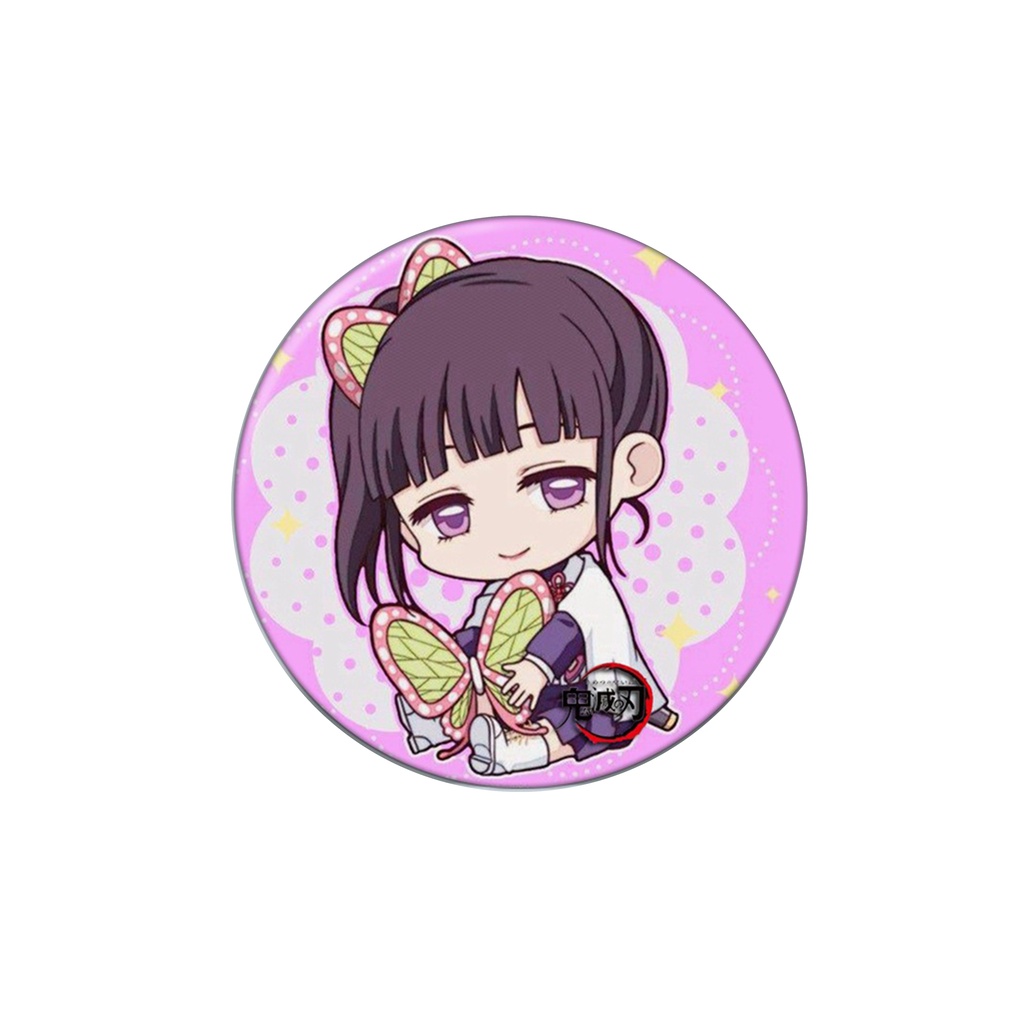 (NGỒI ÔM BIỂU TƯỢNG) Huy hiệu Kimetsu no Yaiba in hình anime chibi xinh xắn