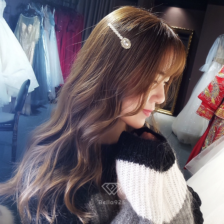 Kẹp tóc Bella 925 cài tóc đính đá mặt cười, vòng tròn dễ thương