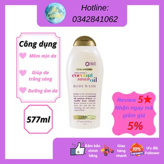 [Xả Kho] (HSD: 2023) Sữa tắm OGX Extra Creamy+ Coconut Miracle Oil 577 ml