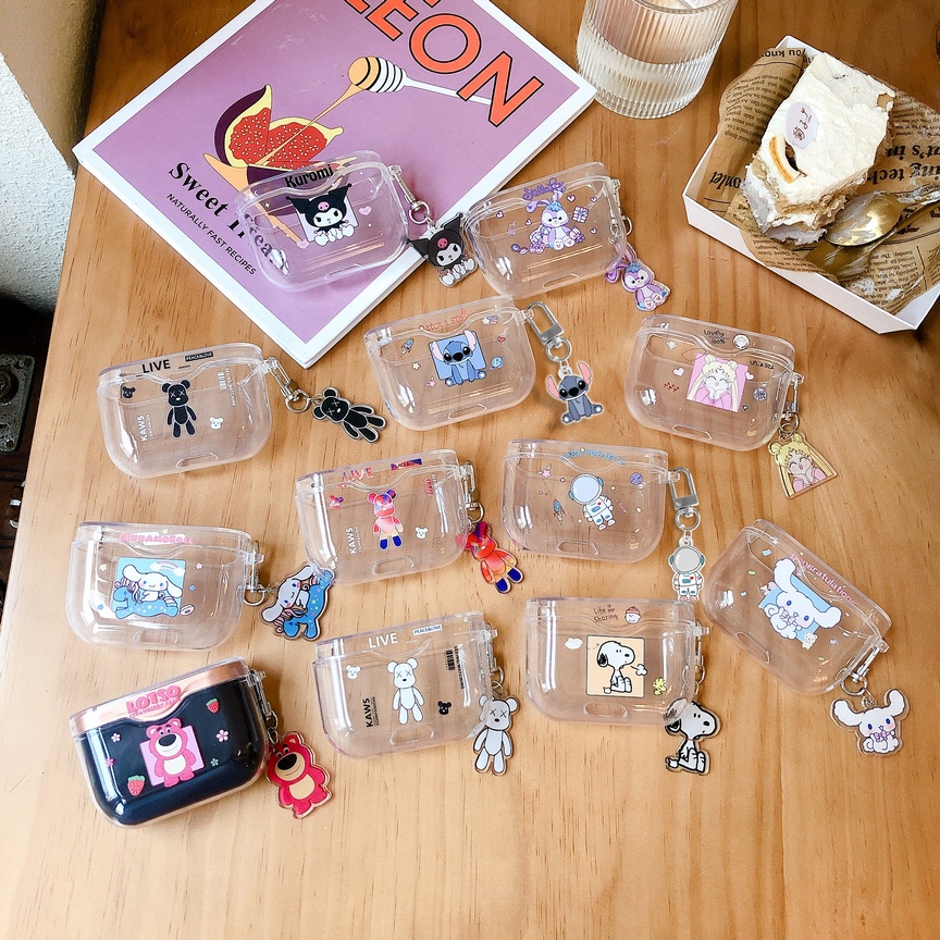 Vỏ Bảo Vệ Hộp Sạc Tai Nghe Sony WF-1000 XM3 Trong Suốt Họa Tiết Thỏ Tím Dễ Thương