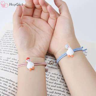 Vòng tay kiêm dây chun cột tóc chủ đề Love You Duck dễ thương xinh xắn dành cho cặp đôi mềm mại 2 cách sử dụng