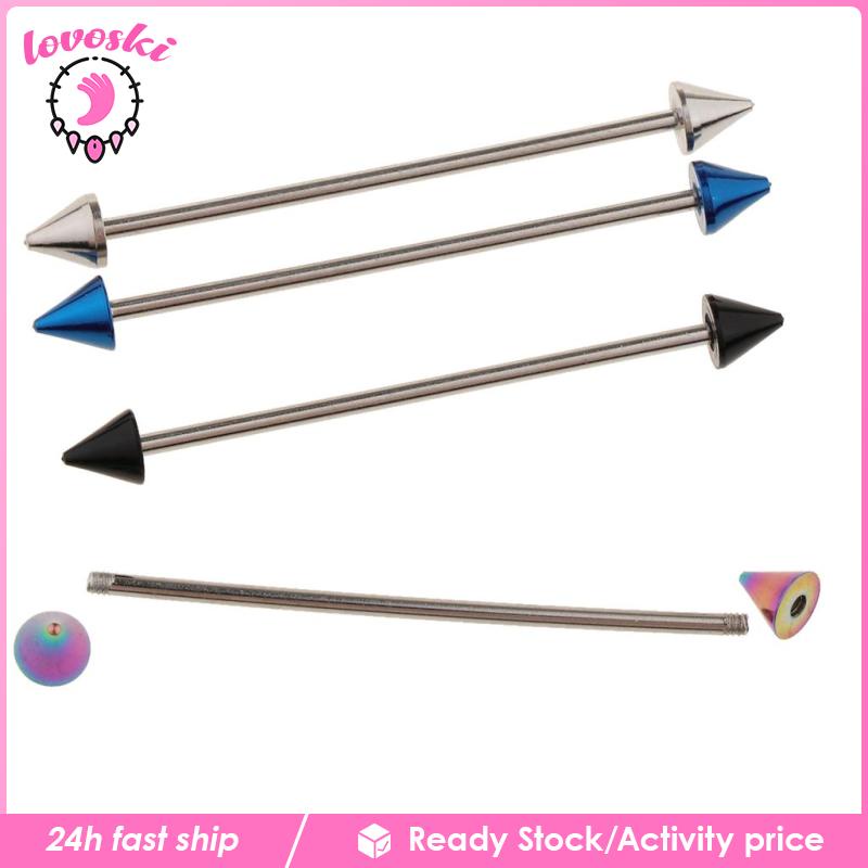[Lovoski] Set 4 Khuyên Tai Đinh Tán Hình Mũi Tên 14G Thanh Tạ Công Nghiệp 47mm