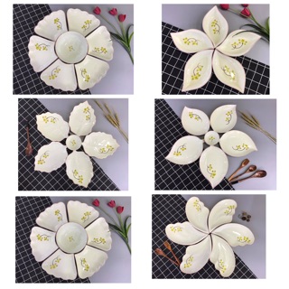 Set đĩa hoa trang trí món ăn gốm Bát Tràng (Chọn mẫu)