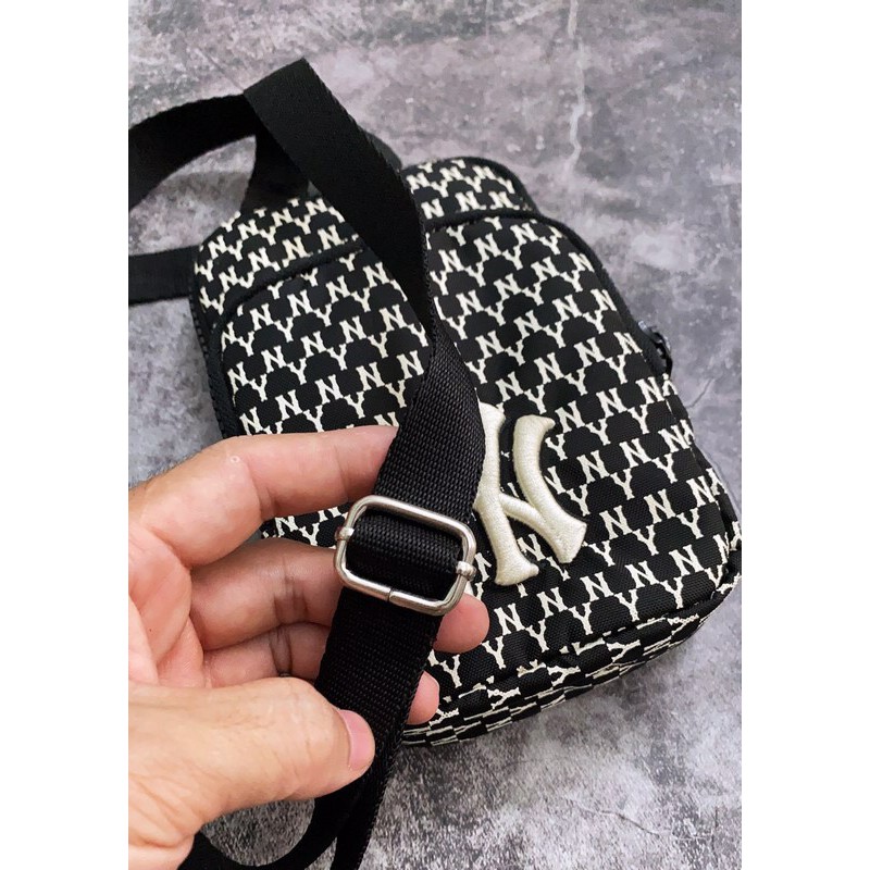 ⚡️ Túi mini đeo chéo M.L.B NY Monogram Mini Cross Bag - Black HÀNG XUẤT DƯ FULL TEM TAG