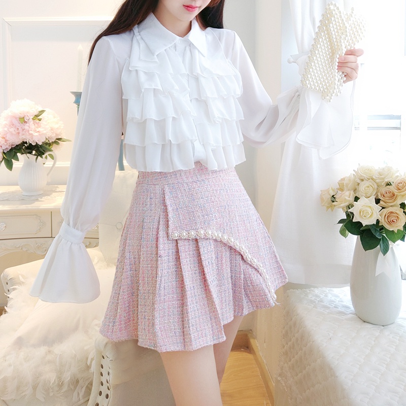 Set dạ tweed nữ tiểu thư mùa đông bigsize hồng xanh be áo khoác chân váy sang chảnh bánh bèo hàng quảng châu cao cấp