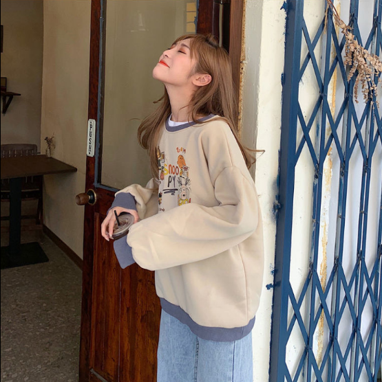 Áo Nỉ Nữ Dài Tay Có Mũ Thời Trang Hàn