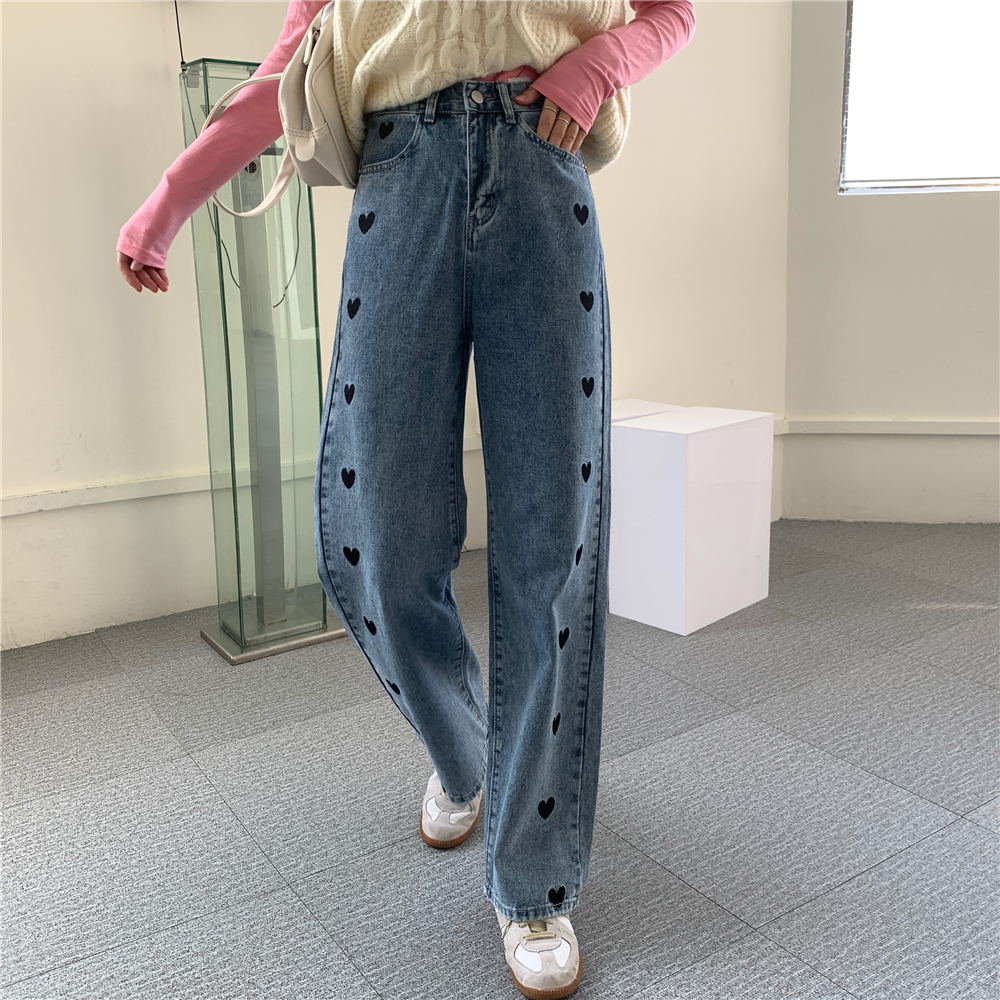 Quần jean dài ống rộng cá tính trẻ trung thời trang dành cho nữ