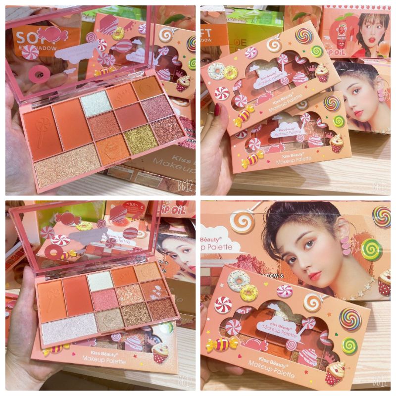 Phấn mắt 12 ô palatte có 2 ô má hồng cỡ lớn kiss beauty