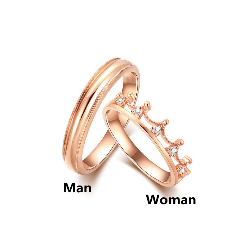 Nhẫn Đôi Mạ Bạc 925 Hình Vương Miện Đính Đá Thời Trang