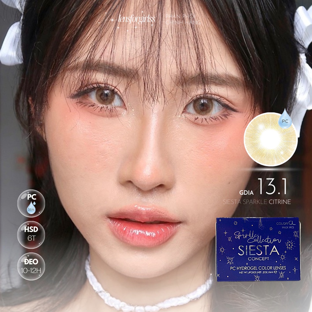 Kính áp tròng nâu hazel Siesta Citrine Cream Hazel dành cho mắt nhạy cảm - Pc Hydrogel | Hạn sử dụng 6 tháng