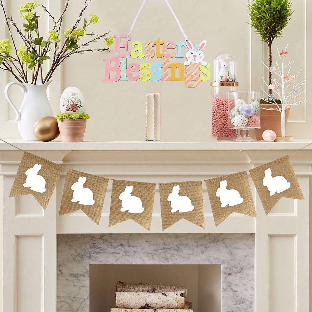 YNATURAL Thỏ Phục Sinh Bằng Gỗ Treo Trang Trí Sân Vườn