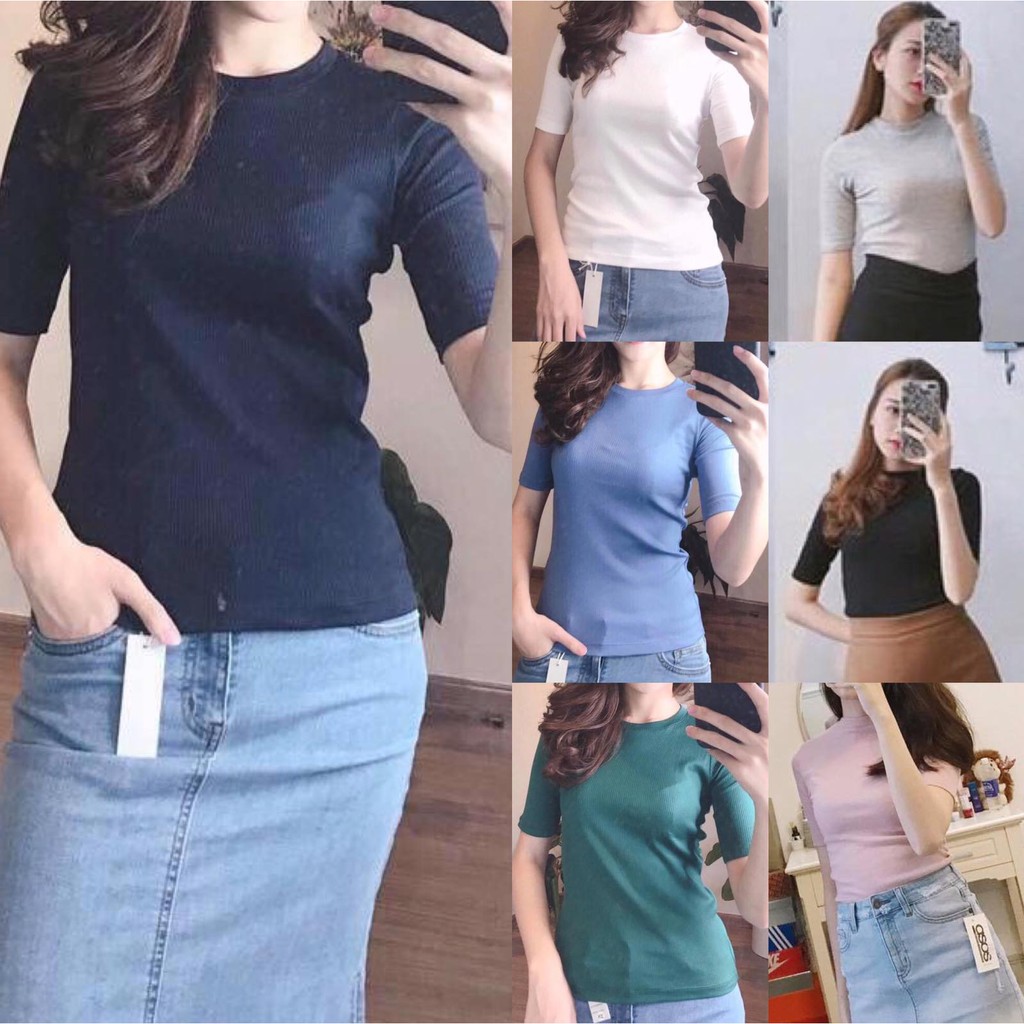 [FREESHIP] ÁO thun GÂN TAY LỬNG xuất dư UNI