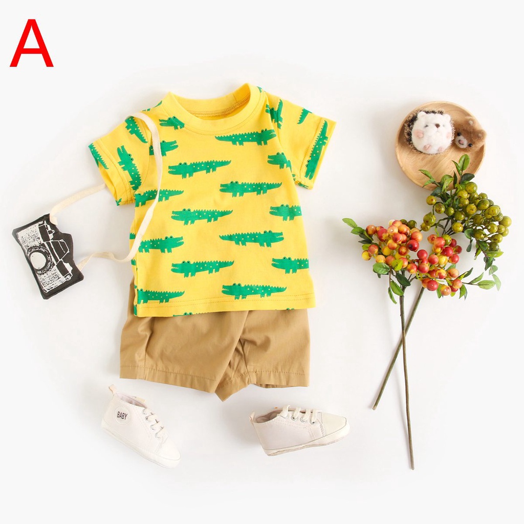 Set đồ 2 món SANLUTOZ gồm quần và áo làm từ cotton mùa hè dành cho trẻ em