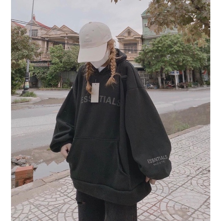 [Ảnh Thật] Áo hoodie Essentials Áo hoodie bằng cotton tay dài có mũ trùm họa tiết phong cách thể thao cho nam và nữ