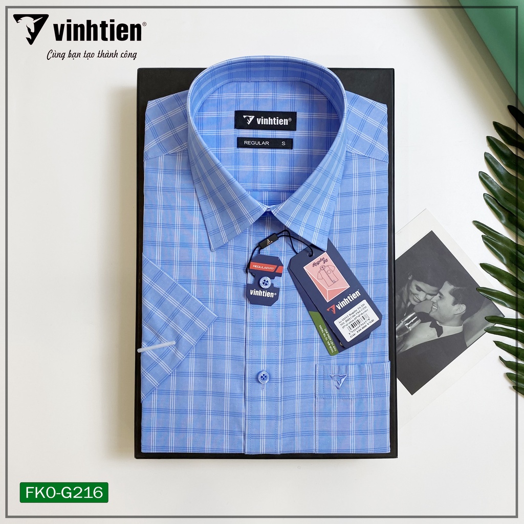 Áo Sơ Mi Nam Tay Ngắn Vĩnh Tiến Form Regular Vạt Ngang 330 - Mẫu 2