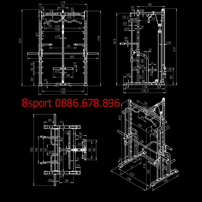 Ghế ta, Giàn tạ 8SPORT tiêu chuẩn phòng gym (tặng bánh tạ gang, free sip, quà tặng kèm...)