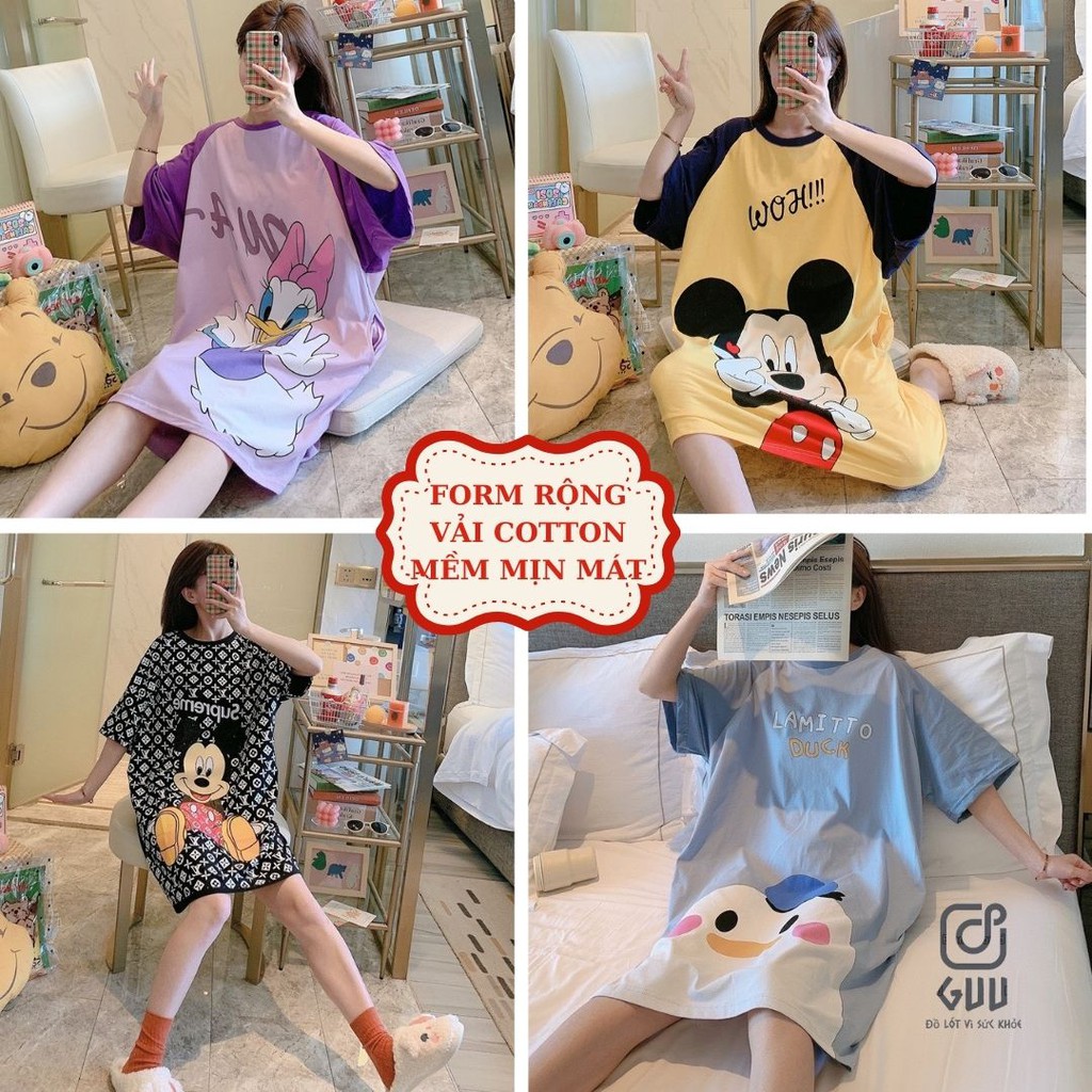 Váy Ngủ Nữ Cotton Siêu Dễ thương Guu- Váy Mặc Nhà Cute Bầu Bí Mặc Thoải Mái DN07