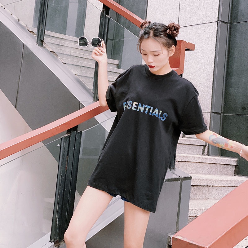 FEAR OFGOD Double Line ESSENTIALS High Street FOG Van Gogh Starry Print Tide Brand Short Sleeve Loose T-Shirt