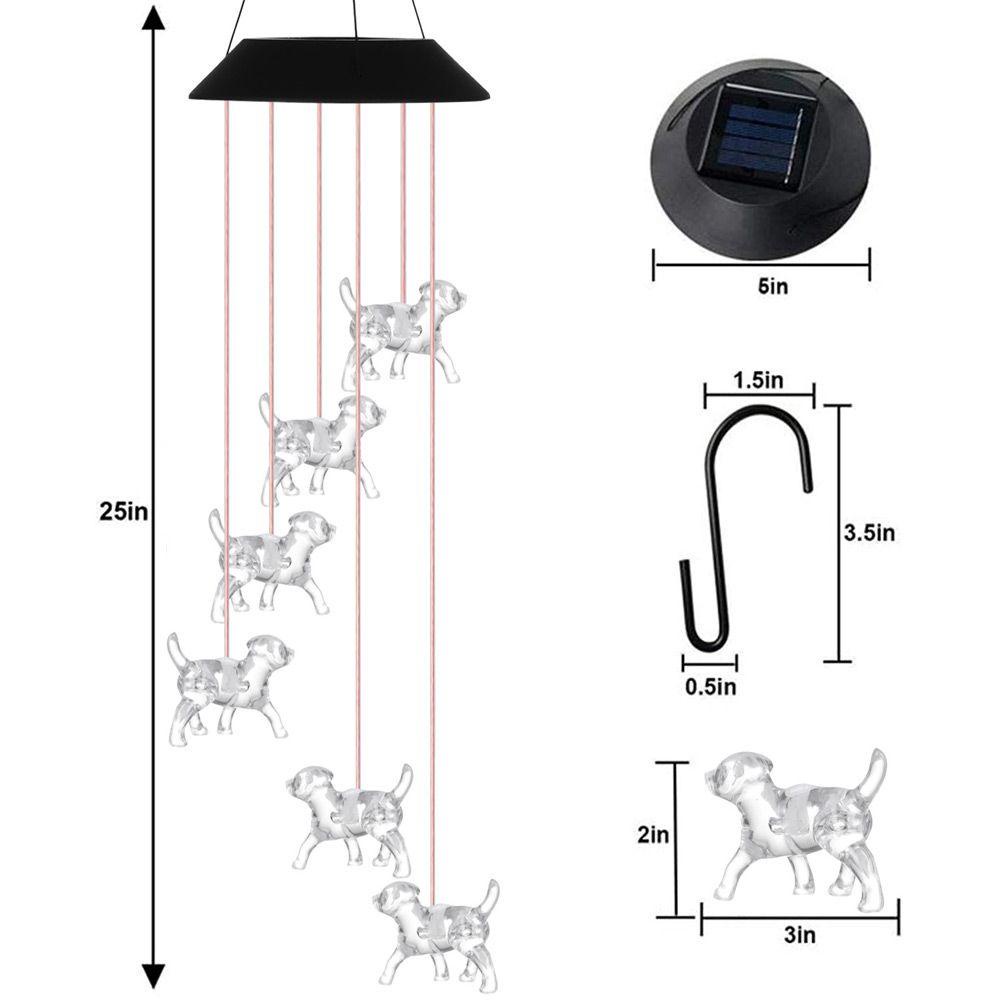 Chuông Gió Đèn LED Năng Lượng Mặt Trời Hình Chim Ruồi Chim Ruồi