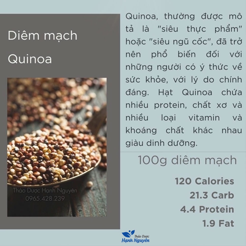 Hạt diêm mạch trắng 1kg (Quinoa Úc hữu cơ, giàu dinh dưỡng, thơm ngon, tốt cho người ăn kiêng) - Thảo Dược Hạnh Nguyên