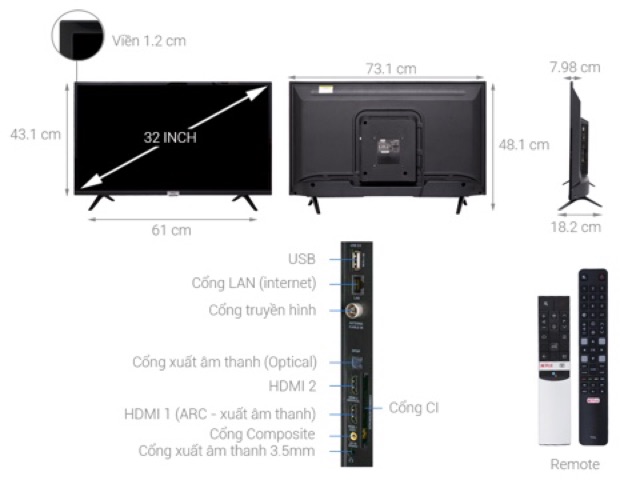 Smart Tivi TCL 32 inch L32S6500 (2018)(Miễn phí giao tại HCM-ngoài tỉnh liên hệ shop)