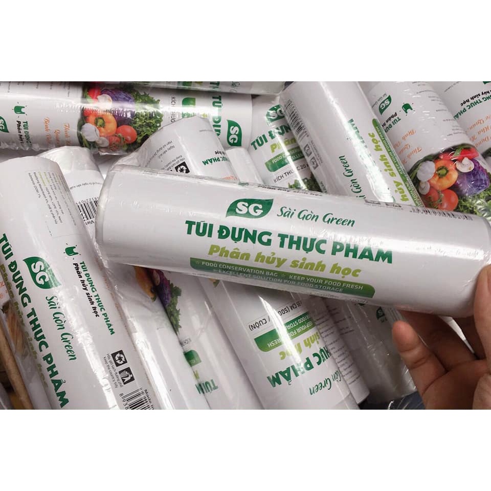 Set 3 cuộn túi đựng thực phẩm tự phân hủy sinh học SG Green 750gr