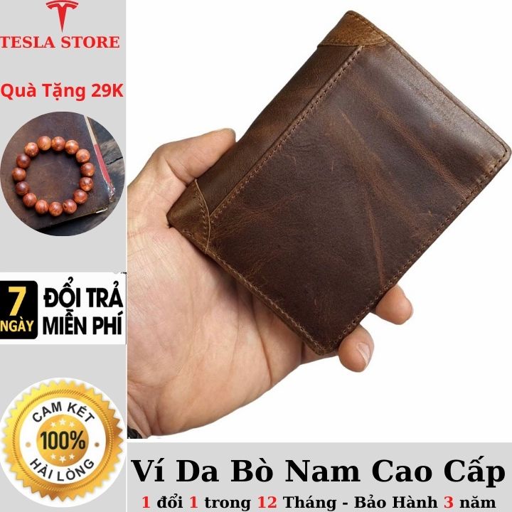 [Da Bò Thật 100%]Ví Da Nam, Ví Nam Dáng Đứng( Bảo Hành 12 Tháng)