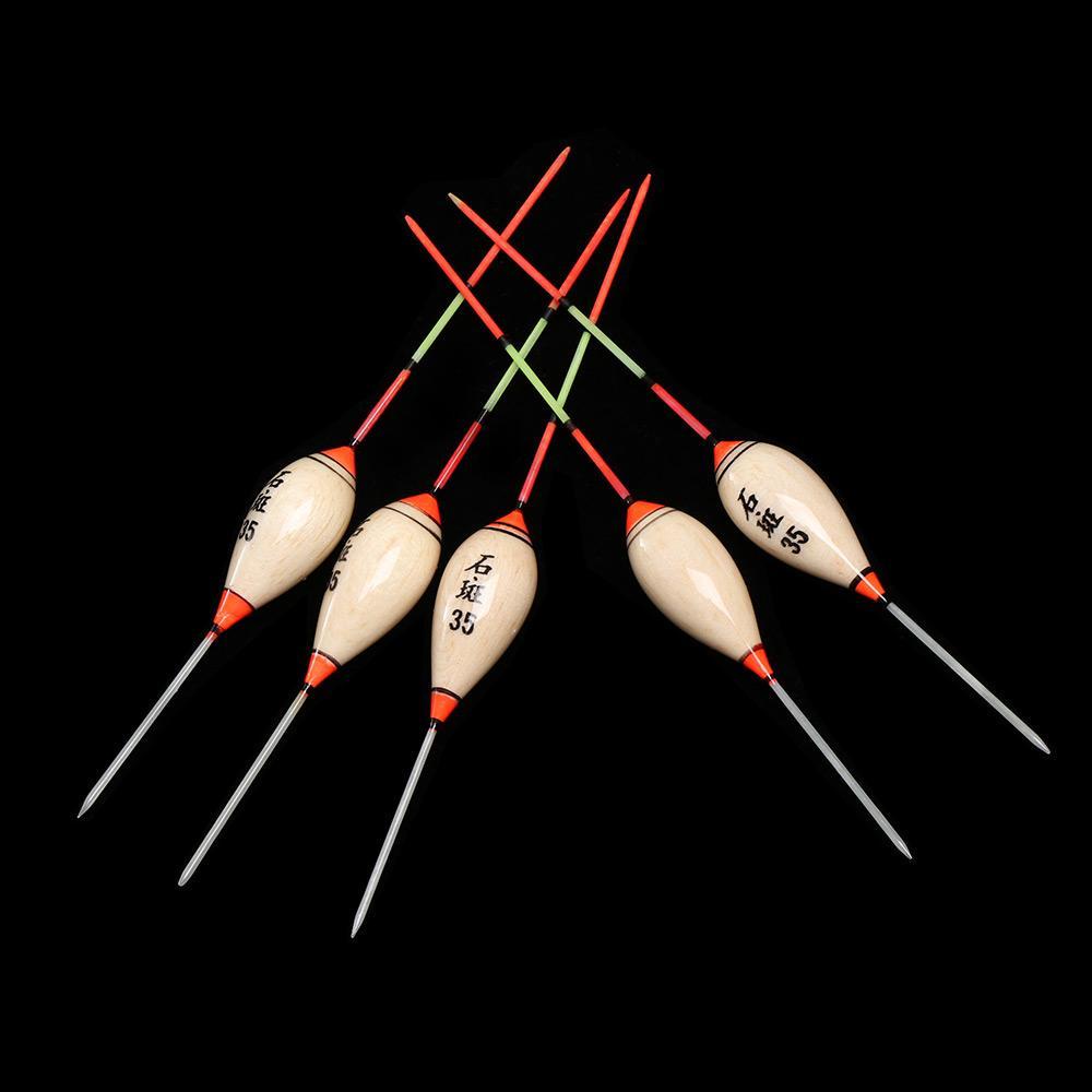 MUVAKO Bộ 5 Phao Câu Cá Bằng Gỗ Mavako