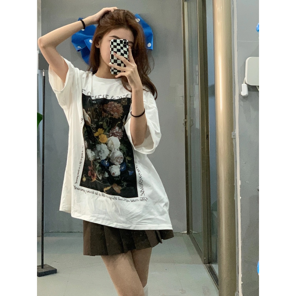 Áo thun ngắn tay dáng rộng phong cách hip-hop Mỹ cho nữ