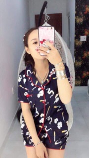 Bộ pizama lụa cộc