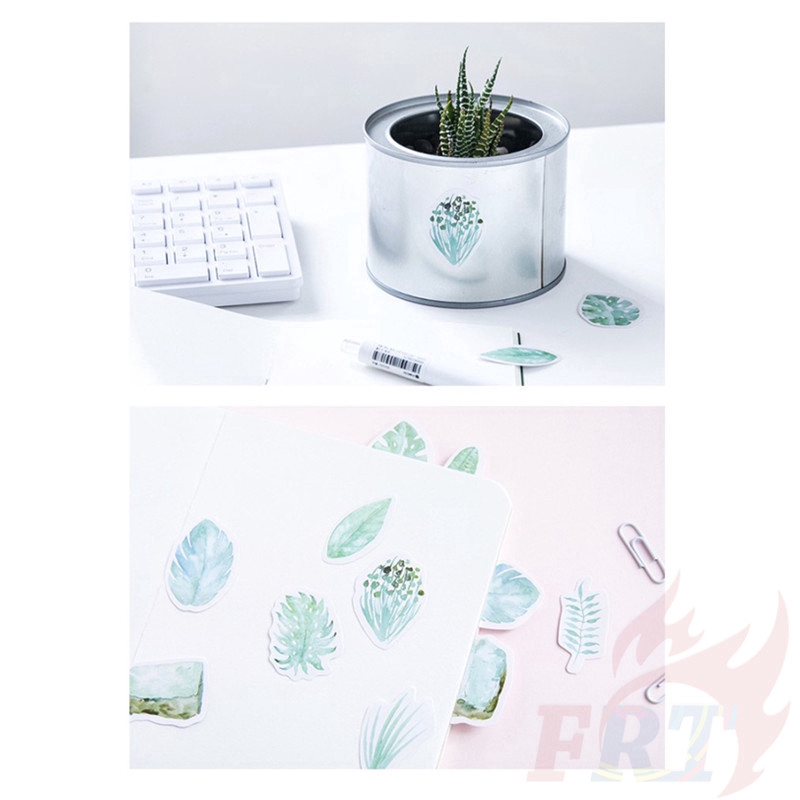 Hộp 45 miếng hình dán họa tiết cây cối tông màu xanh lá dùng trang trí DIY