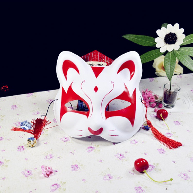 Mask fox_cosplay) Mặt nạ mèo/Mặt nạ cáo/Vẽ sẵn Mặt Nạ Mèo Thần Tài Mặt Nạ Hồ ly, mặt nạ mèo thủ công