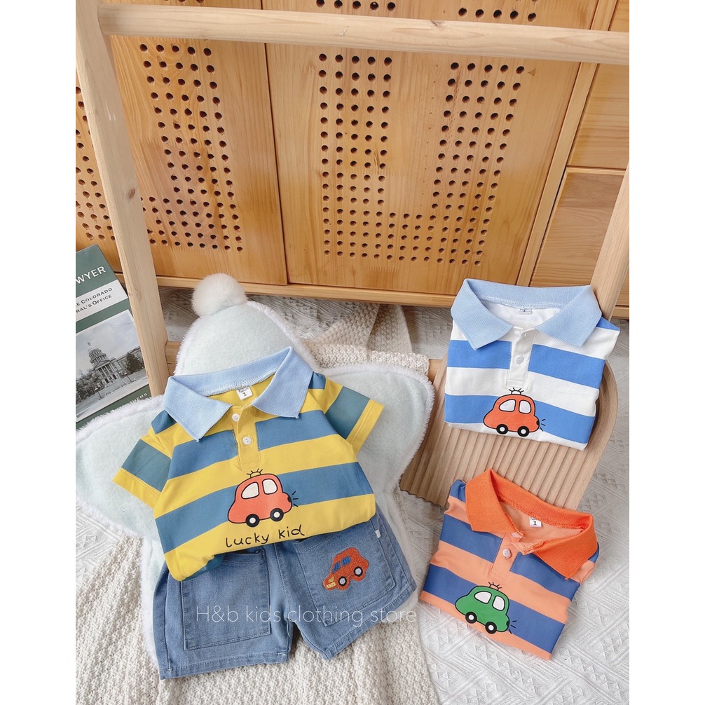 [Video thật] Sét bé trai công tử, áo thun kẻ quần jean phong cách Hàn Quốc cực yêu (8-22kg)