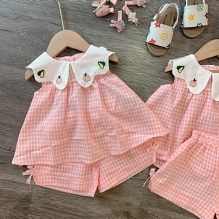 Sỉ set kẻ caro hồng cổ bèo