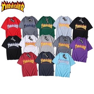 Áo Thun Tay Ngắn In Chữ Thrasher Trẻ Trung Cho Cặp Đôi 301 #
