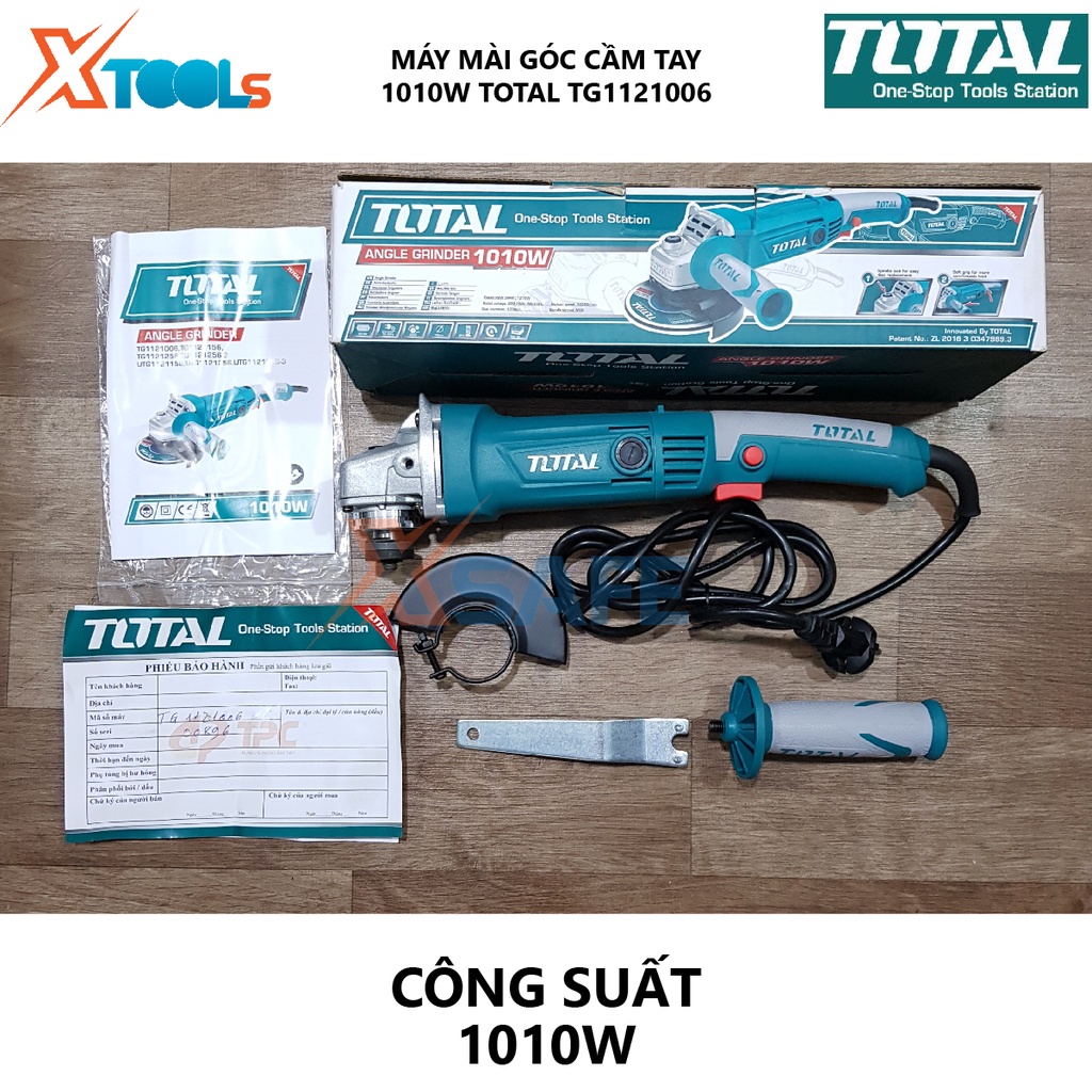 Máy mài góc cầm tay TOTAL TG1121006  máy cắt kim loại điều chỉnh tốc độ công suất lớn 1010w bền, hiệu suất cao [XTOOLs]