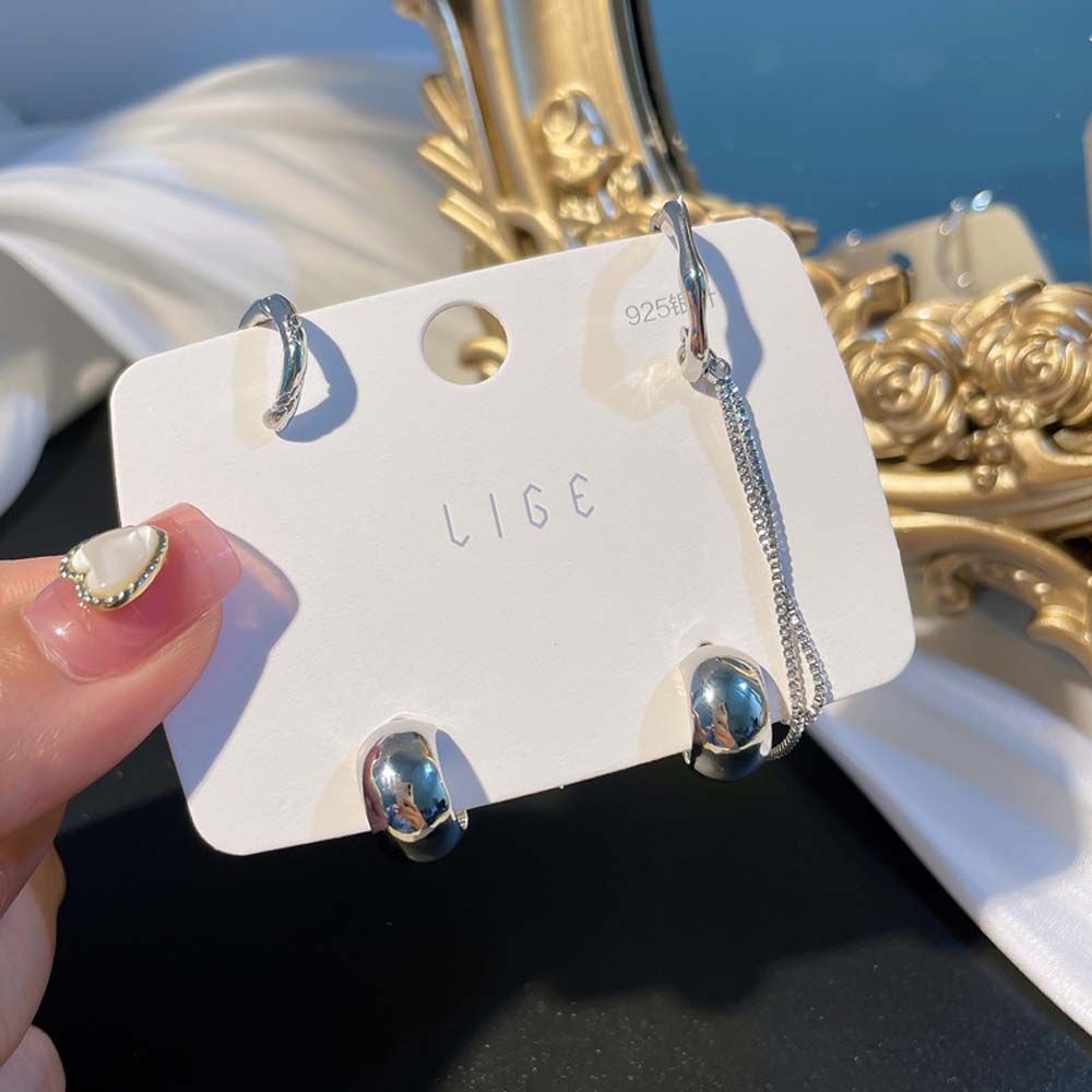 Set 4 bông tai phong cách hip hop thời trang Hàn Quốc