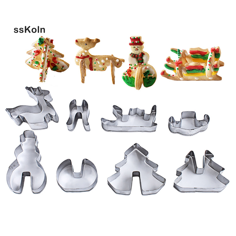 Set 8 Khuôn Thép Không Gỉ Tạo Hình Phong Cách Giáng Sinh Trang Trí Bánh Tiện Dụng